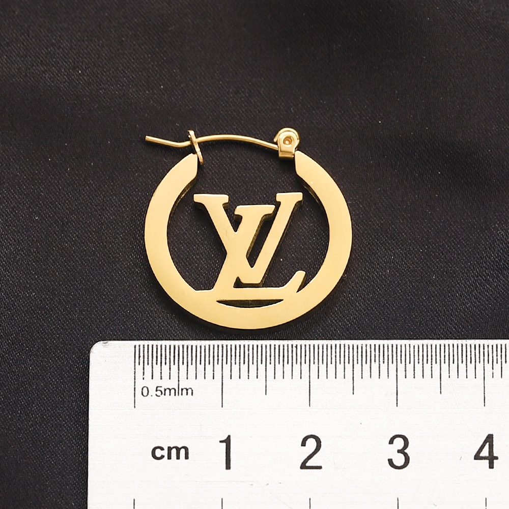 Thời Trang Khuyên Tai Vòng Đôi Bằng Thép titanium In Chữ lv