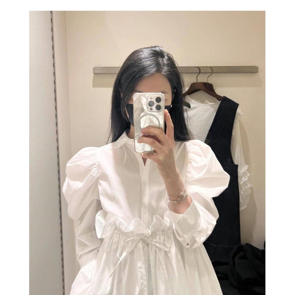 Áo Kiểu Tay Phồng Thiết Kế Dây Rút Thời Trang Mùa Xuân Mới Cho Nữ