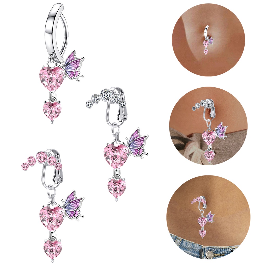 1 Khuyên Rốn Hình Trái Tim / Bướm / Đào Thời Trang Cá Tính Dành Cho Nữ
