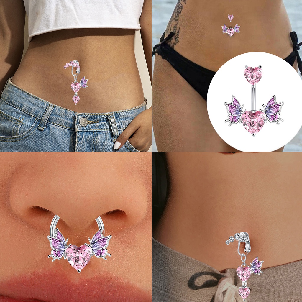 1 Khuyên Rốn Hình Trái Tim / Bướm / Đào Thời Trang Cá Tính Dành Cho Nữ