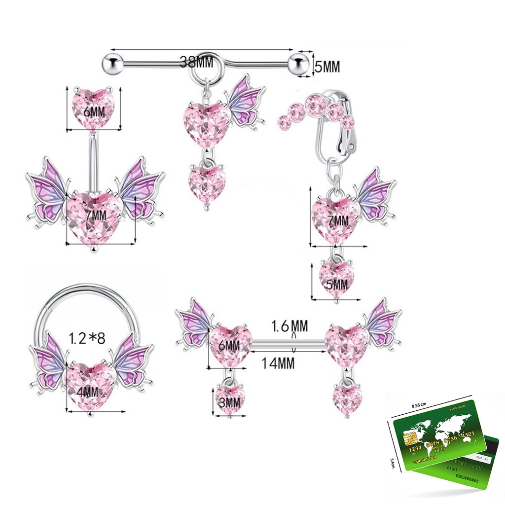 1 Khuyên Rốn Hình Trái Tim / Bướm / Đào Thời Trang Cá Tính Dành Cho Nữ