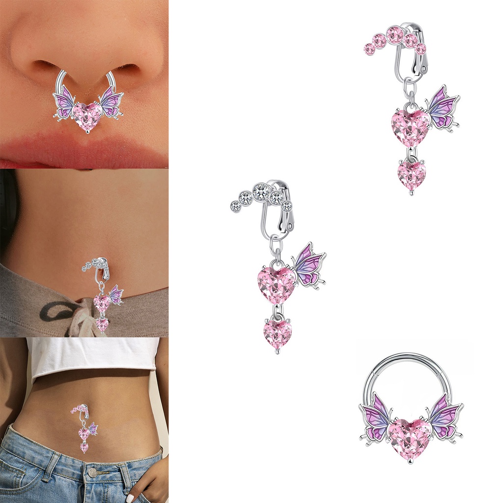 1 Khuyên Rốn Hình Trái Tim / Bướm / Đào Thời Trang Cá Tính Dành Cho Nữ