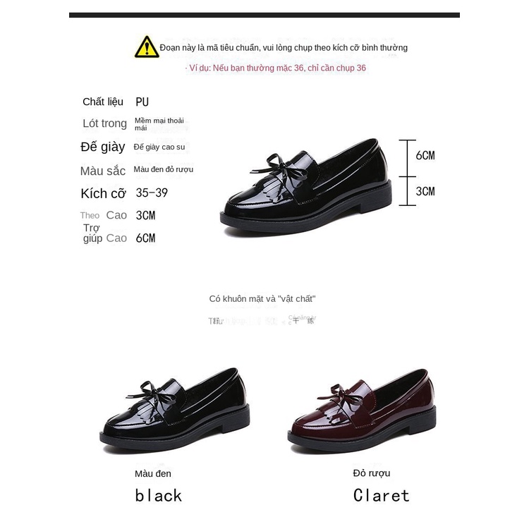 Giày Lười Da Gót Nhỏ Đính Nơ Thời Trang Mùa Thu 2023 Cho Nữ