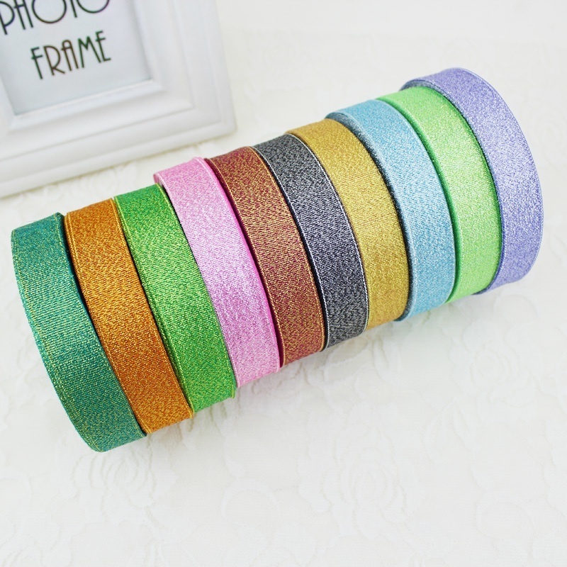 (22m / Cuộn) ruy băng kim loại 2cm lấp lánh chất lượng cao quà cưới đầy màu sắc ruy băng quà tặng