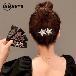 Awaytr kẹp tóc mái năm cánh khóa dán ma thuật