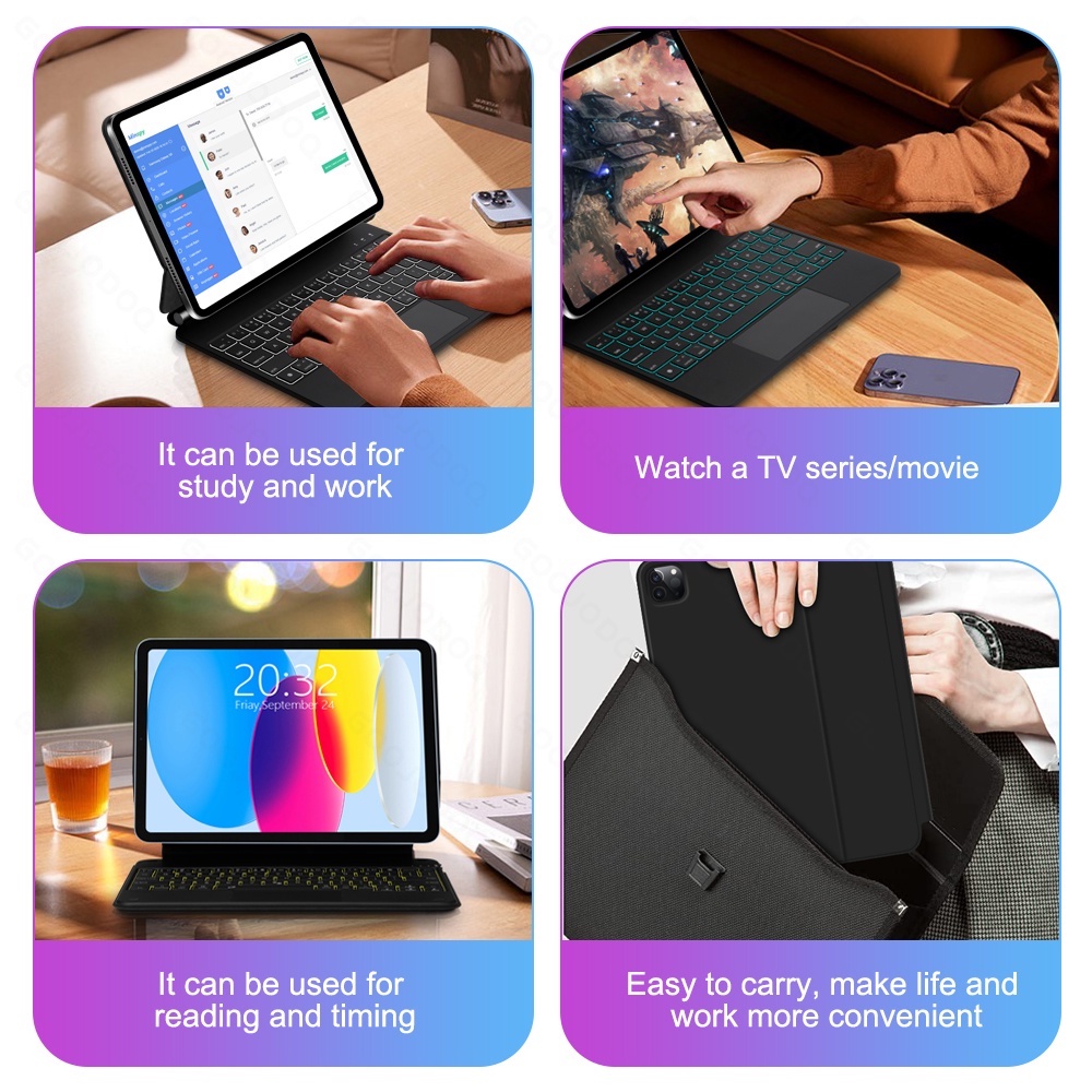 Bao da máy tính bảng goojodoq bàn phím không dây thích hợp cho iPad Air 4 5 Pro 11 2018 2021 10 10.9 2022