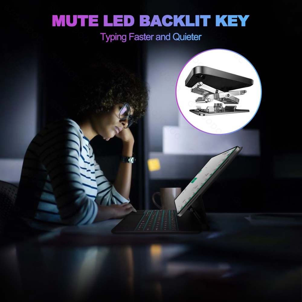 Bao da máy tính bảng goojodoq bàn phím không dây thích hợp cho iPad Air 4 5 Pro 11 2018 2021 10 10.9 2022