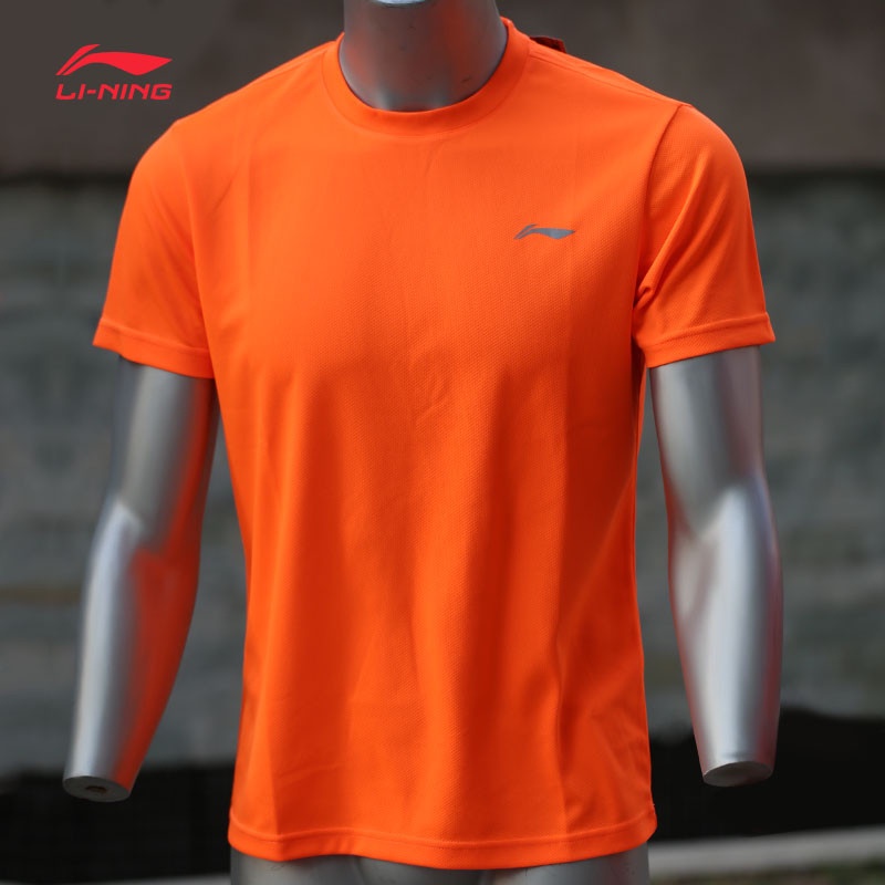 Áo Thun Nam LiNing Chính Hãng, Áo Thun Nam Xuân Hè 2023 Dáng Thể Thao, Áo Nam Running Màu Cam AHSN839