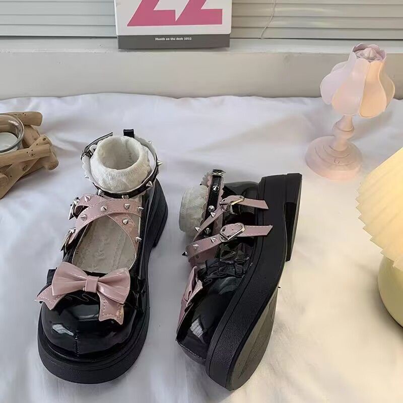 Giày Da Mũi Tròn Đế Dày Phong Cách lolita Nhật Bản Thời Trang Mùa Hè 2023