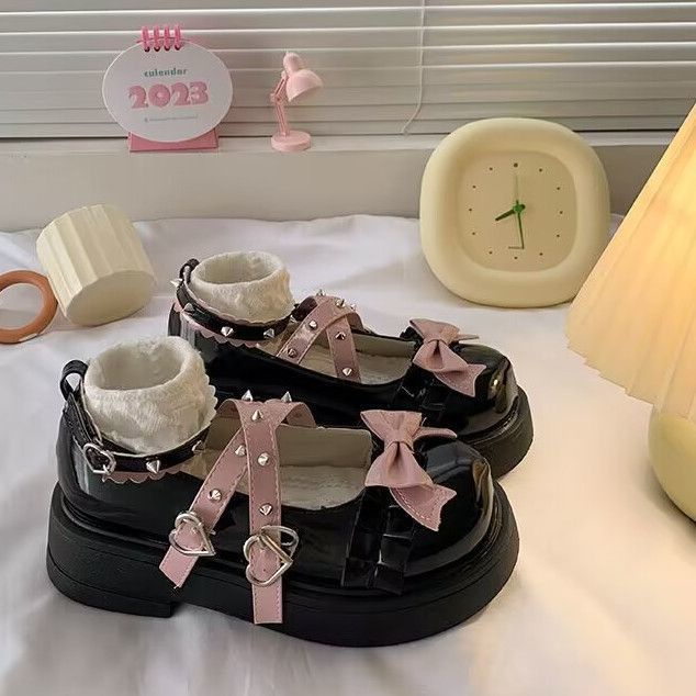 Giày Da Mũi Tròn Đế Dày Phong Cách lolita Nhật Bản Thời Trang Mùa Hè 2023