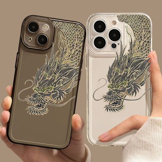Ốp Điện Thoại Trong Suốt Chống Rơi In Hình Rồng Vàng Cho iphone11 12 13 pro max X xr xs max se 7 plus 8 plus 13 pro max