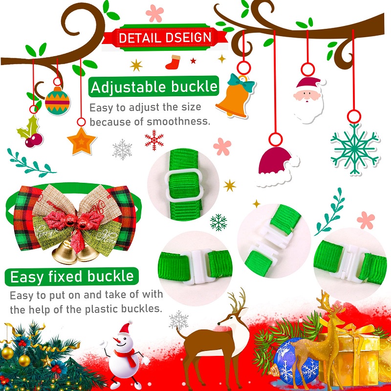 Vòng Cổ HọA TiếT GiáNg Sinh + Nơ ThờI Trang Cho Thú Cưng