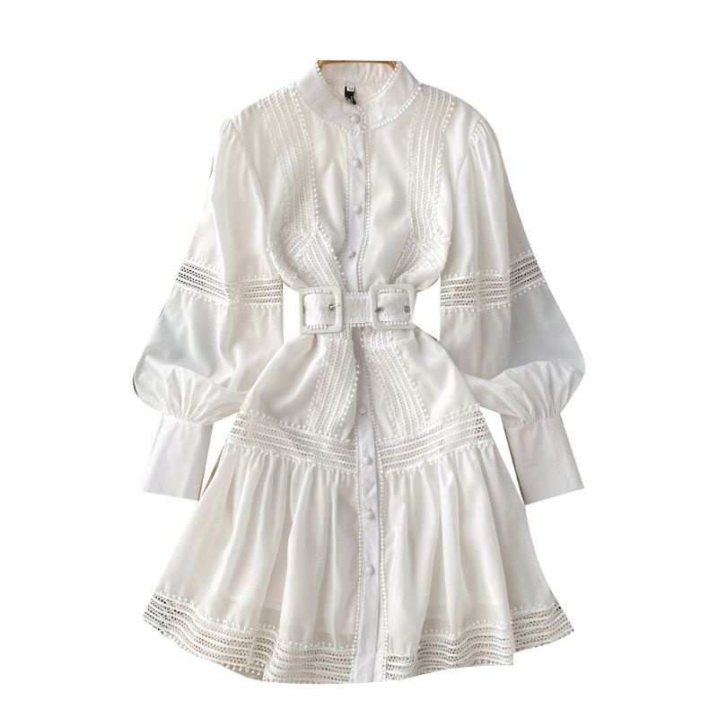 Đầm Tay Phồng Dài Dáng Rộng Phối Ren Kiểu Pháp Thời Trang Mùa Xuân Xinh Xắn Cho Nữ