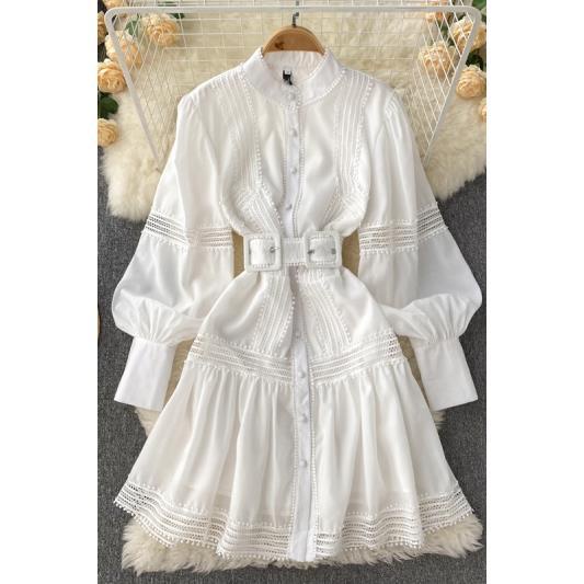 Đầm Tay Phồng Dài Dáng Rộng Phối Ren Kiểu Pháp Thời Trang Mùa Xuân Xinh Xắn Cho Nữ