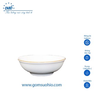 Đĩa hến 7.7 cm sứ trắng viền vàng ohio