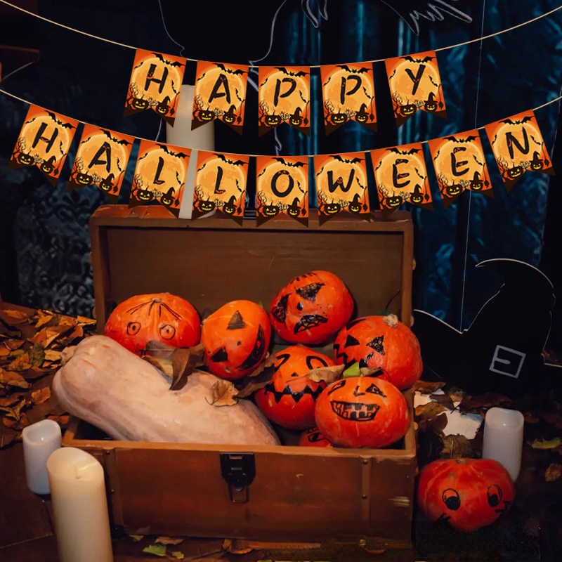 Dây Cờ Trang Trí Tiệc / halloween Hình Ma Quỷ