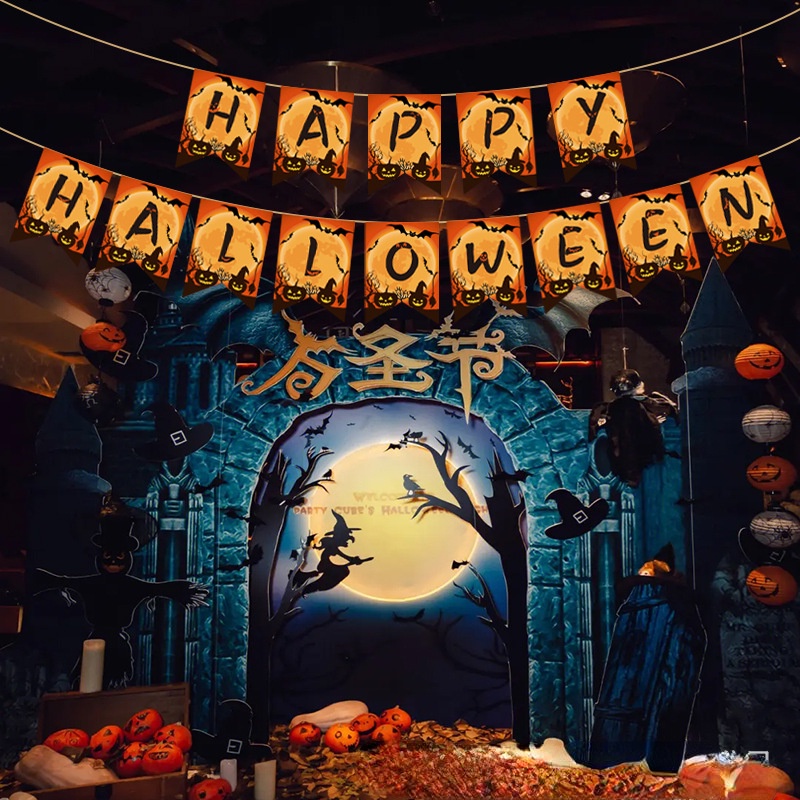 Dây Cờ Trang Trí Tiệc / halloween Hình Ma Quỷ