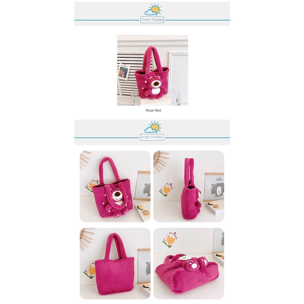 Disney Túi tote Đeo Vai / Cầm Tay Cỡ Lớn Hình Gấu / Dâu Tây Nhồi Bông Dễ Thương Cho Học Sinh