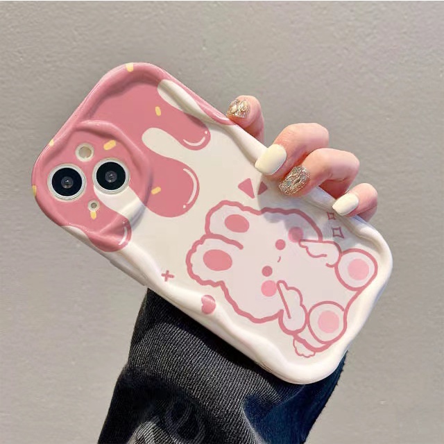 Ốp Điện Thoại Sóng Nổi Mềm In Hình Gấu Thỏ Hoạt Hình Cho iphone 11 12 13 14 15 plus pro max X xr xs max plus sk1633