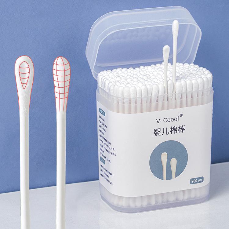 Tăm bông bông tự nhiên cho em bé sơ sinh nhãn hiệu V-Cool