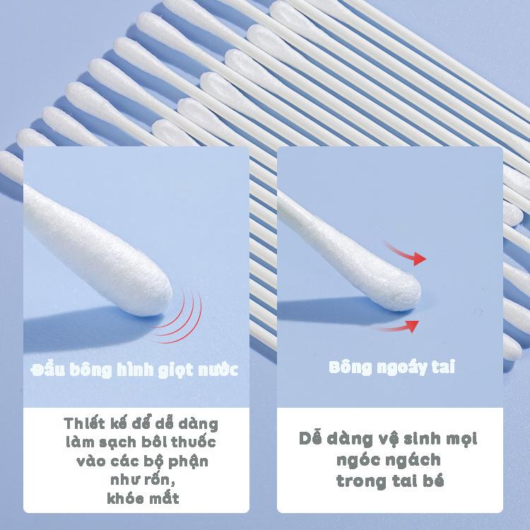 Tăm bông bông tự nhiên cho em bé sơ sinh nhãn hiệu V-Cool