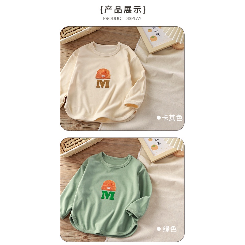 Áo Nhung Cổ Tròn Tay Dài In Chữ Phong Cách Đức Thời Trang Thu Đông Cho Bé Gái 80-150cm