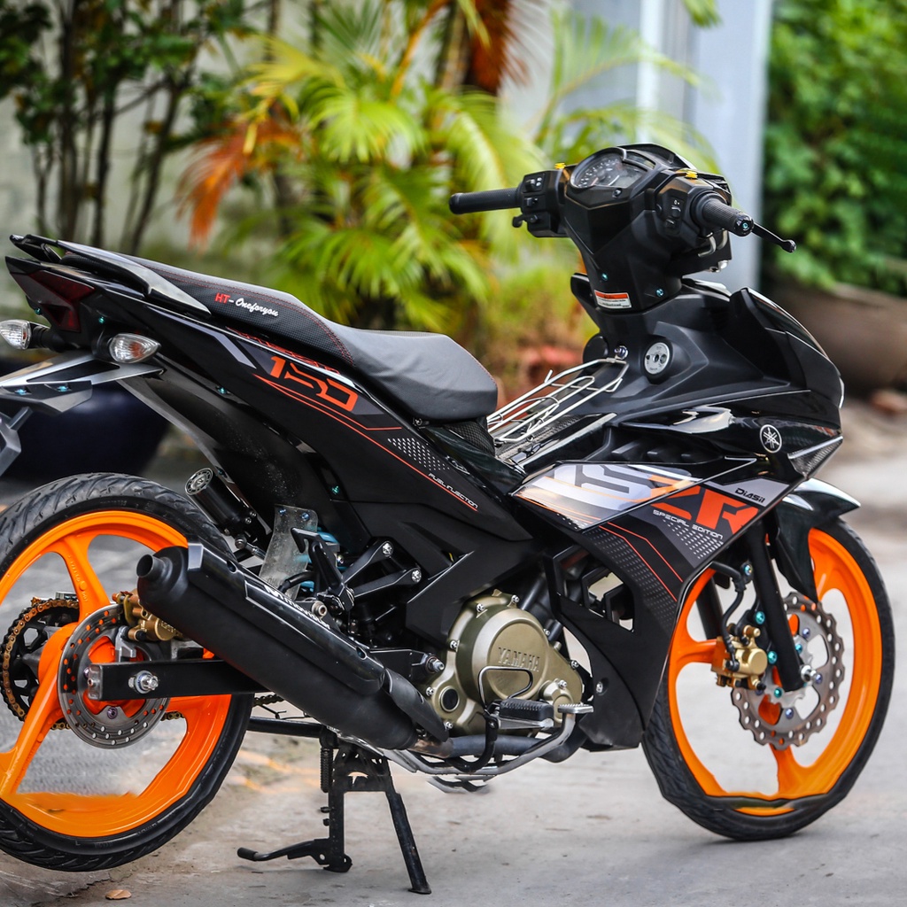 Tem Rời Cho Xe Exciter 150 Mẫu Zin 2021 Y15ZR Đen Cam, Tem Cao Cấp 3 Lớp Không Bay Màu