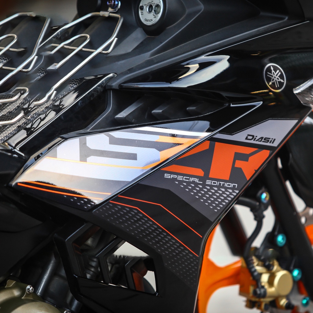 Tem Rời Cho Xe Exciter 150 Mẫu Zin 2021 Y15ZR Đen Cam, Tem Cao Cấp 3 Lớp Không Bay Màu