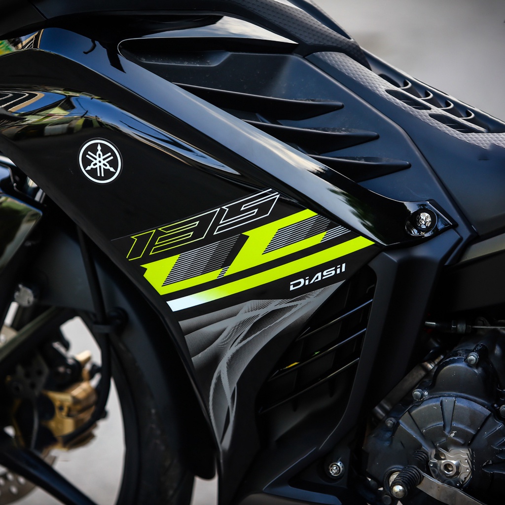 Tem Rời Cho Xe Exciter 135 Mẫu LC Khói Đen Xám Xanh Neon, Tem Cao Cấp 3 Lớp Không Bay Màu