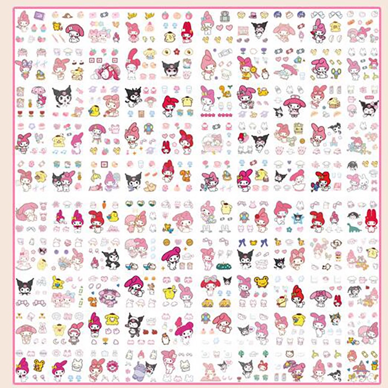 Set 100 sticker Dán Chống Thấm Nước Hình sanrio kuromi mymelody Dễ Thương