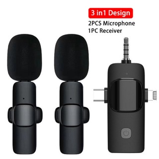 3 In 1 Portable Wireless Lavalier Microphone Noise-Reducing Loudspeaker Speaker 3.5m For Iphone Android SLR