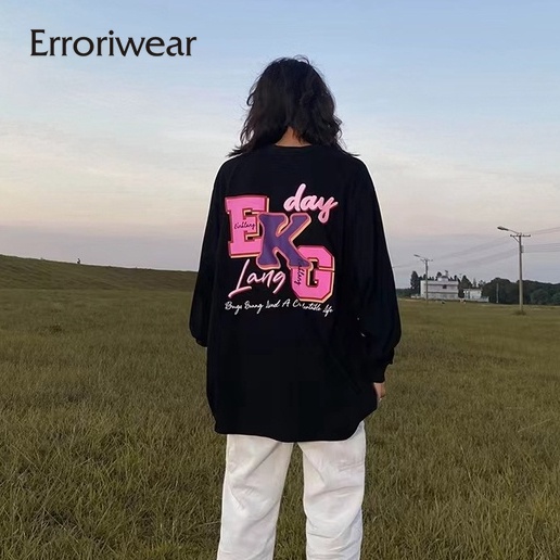 Erroriwear nữ áo có mũ trùm đầu 2023 màu đen chữ sáng tạo in áo khoác rời đa năng