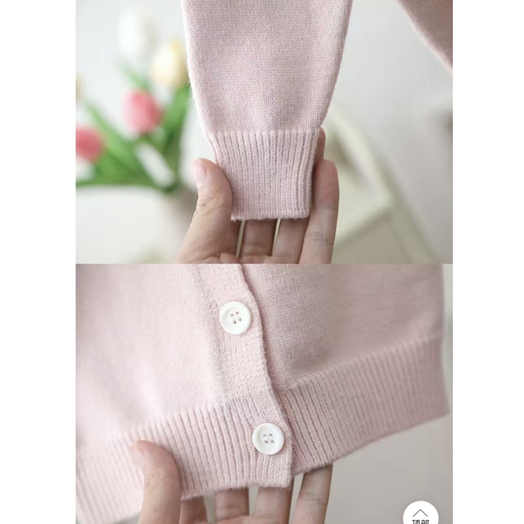 Áo khoác len Cardigan bé gái cao cấp, chất len dày dặn, giữ ấm tốt, họa tiết bông hoa xinh TE01