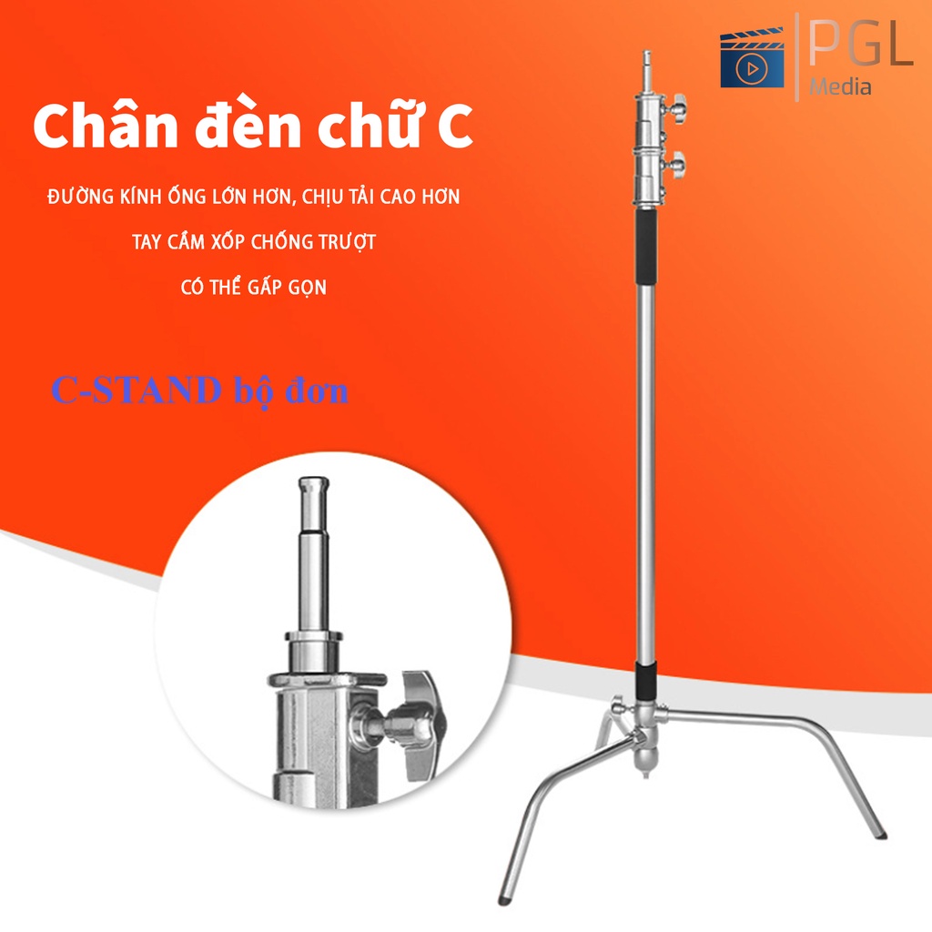Chân đèn C-Stand 3m3 tải trọng 30kg, dùng cho các loại đèn quay phim và đèn studio cỡ lớn