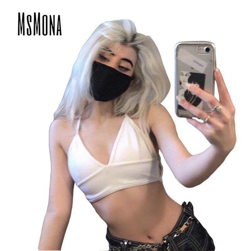 Áo tank top Cổ Chữ v Hở Lưng Màu Trơn Thời Trang Dành Cho Nữ