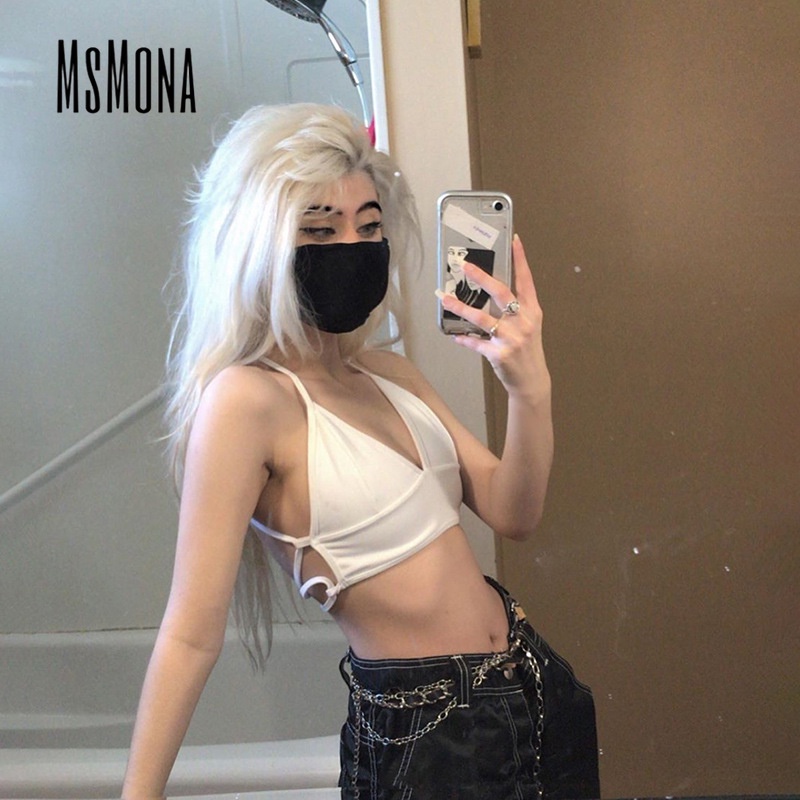 Áo tank top Cổ Chữ v Hở Lưng Màu Trơn Thời Trang Dành Cho Nữ