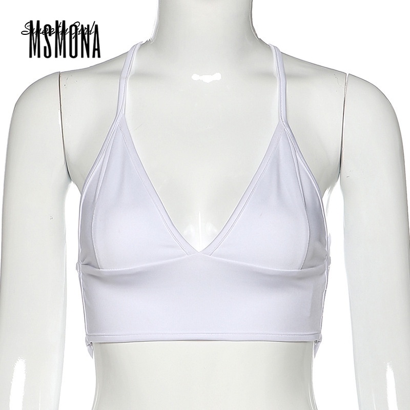 Áo tank top Cổ Chữ v Hở Lưng Màu Trơn Thời Trang Dành Cho Nữ