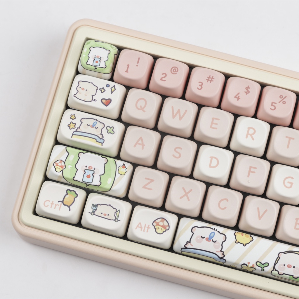 Pink pig Keycaps MOA Profile Bộ Nắp Đậy Bàn Phím Cơ / Phím Cơ Mooa profile Hình Chú Heo Màu Hồng Xinh Xắn