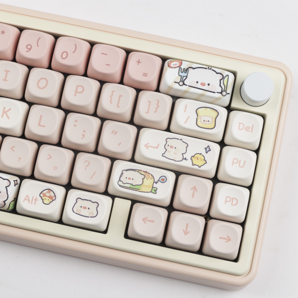 Pink pig Keycaps MOA Profile Bộ Nắp Đậy Bàn Phím Cơ / Phím Cơ Mooa profile Hình Chú Heo Màu Hồng Xinh Xắn