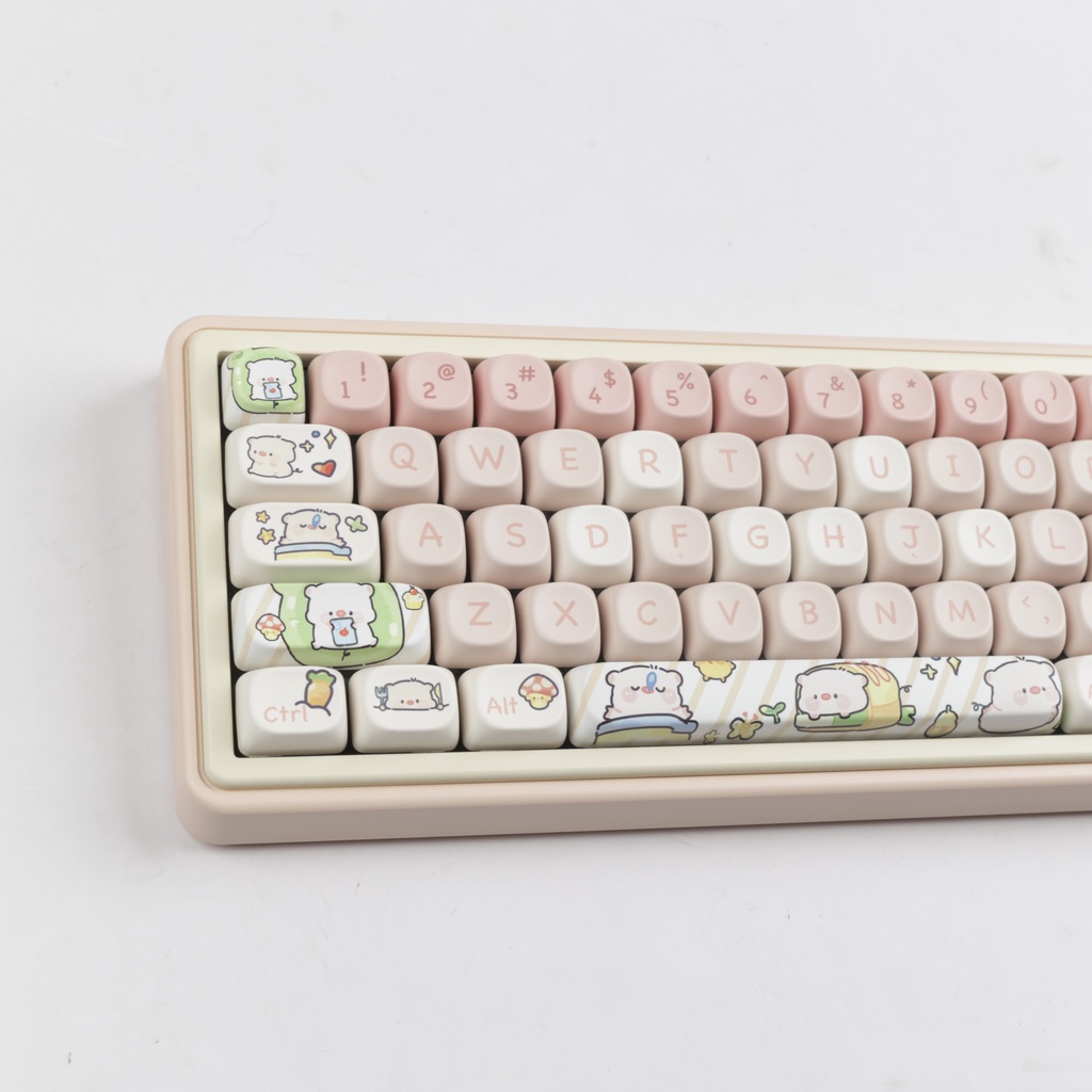 Pink pig Keycaps MOA Profile Bộ Nắp Đậy Bàn Phím Cơ / Phím Cơ Mooa profile Hình Chú Heo Màu Hồng Xinh Xắn