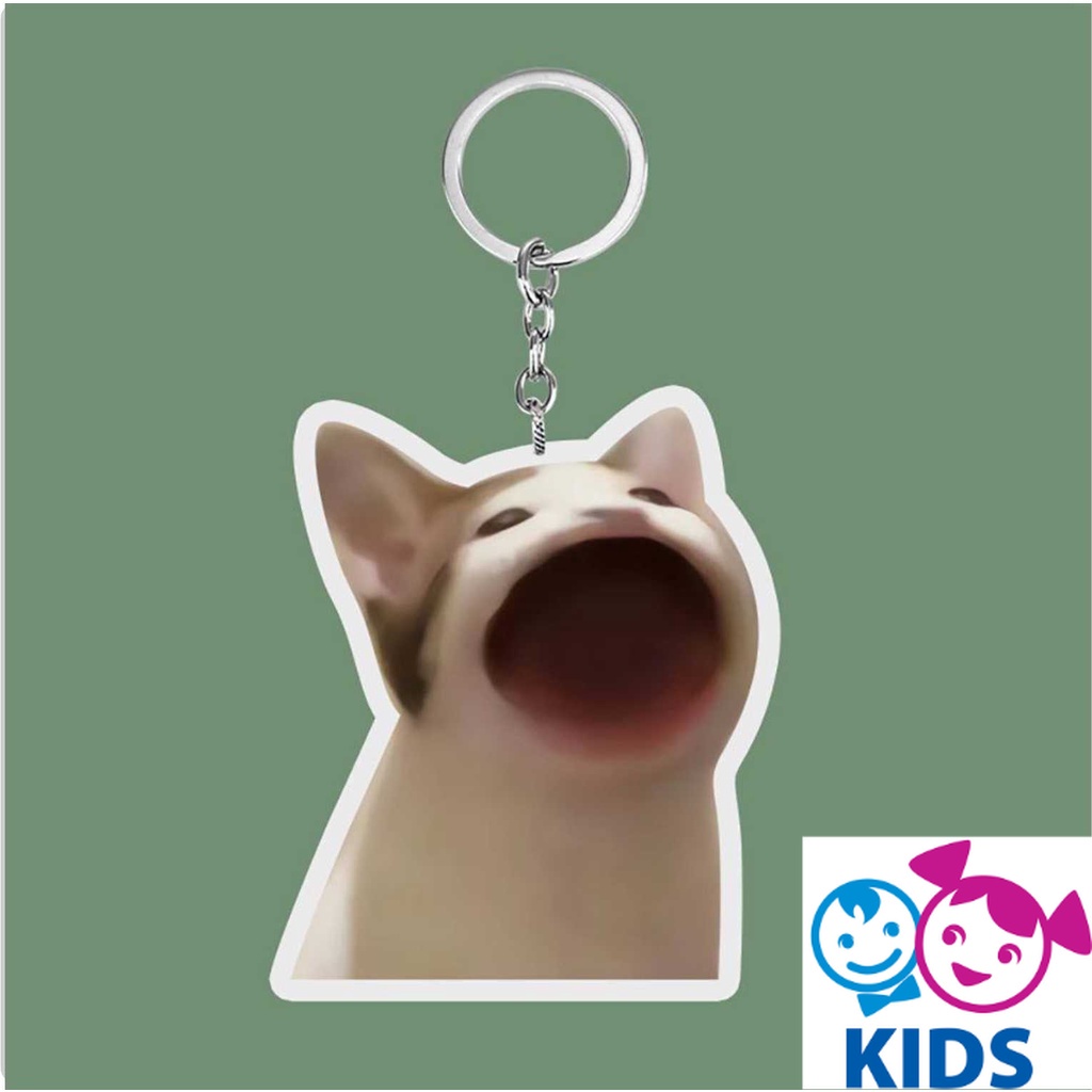 Móc khóa 4cm chó mèo há miệng ăn cơm cho bạn bè - chất liệu mica NLPSHOP