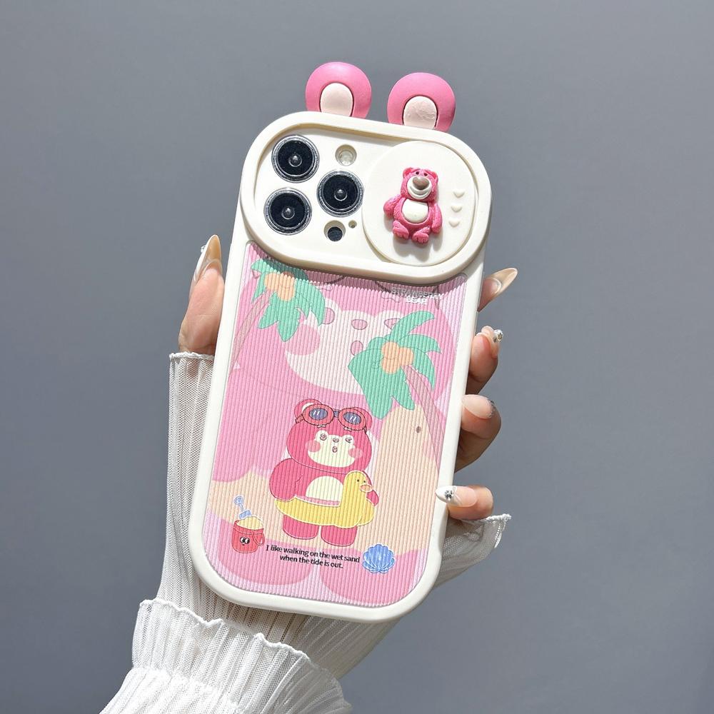 Bao Da Điện Thoại tpu Phối pc Hình Gấu Dâu Tây 3d Cho iphone 14 12 13 11 pro max Ốp