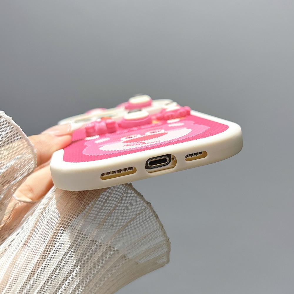 Bao Da Điện Thoại tpu Phối pc Hình Gấu Dâu Tây 3d Cho iphone 14 12 13 11 pro max Ốp