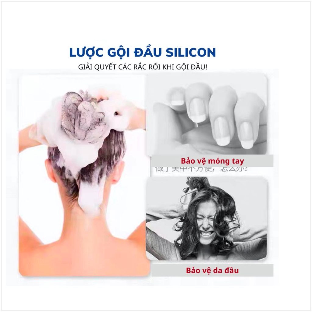 Lược Gội Đầu Muji Xuất Nhật Silicon Massage Đầu Giảm Stress Rụng tóc Kích Thích Mọc Tóc