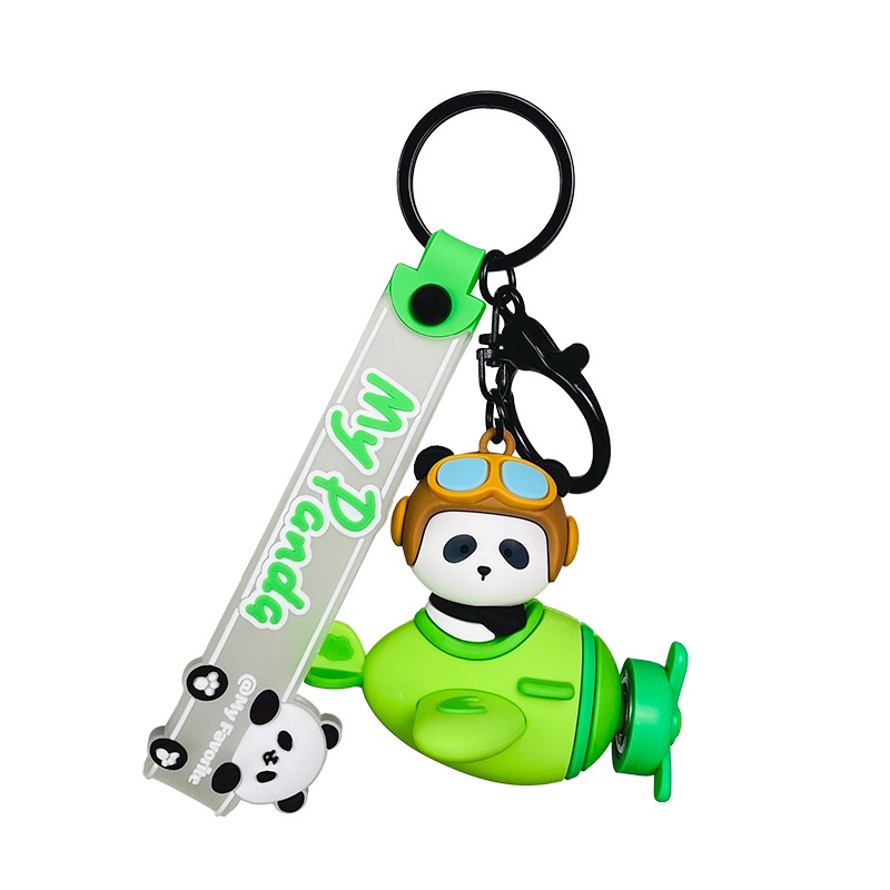 Móc Khóa Hình Gấu Trúc / Phi Công Xoay Được