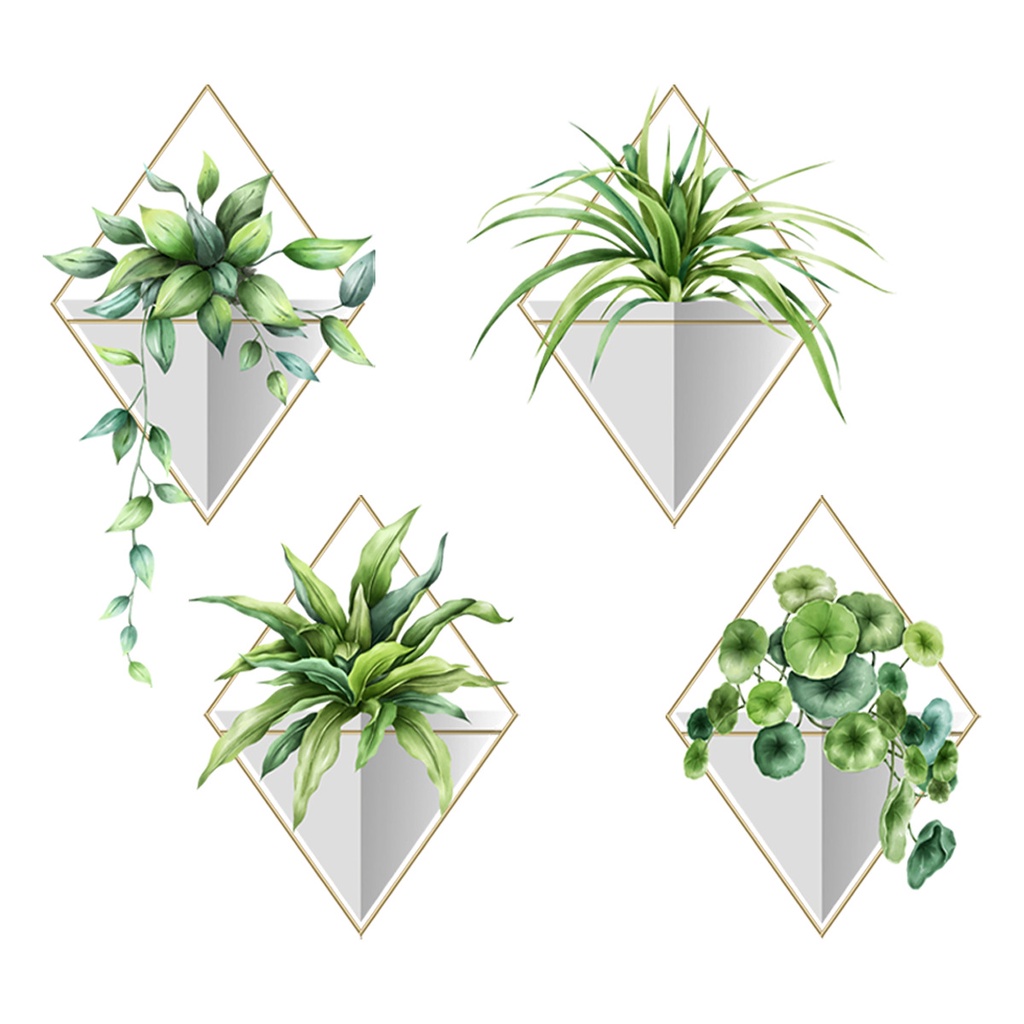 Miếng Dán Tường Trang Trí Phòng Khách Hình Chậu Cây Xanh Sáng Tạo