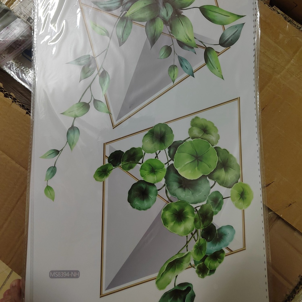 Miếng Dán Tường Trang Trí Phòng Khách Hình Chậu Cây Xanh Sáng Tạo