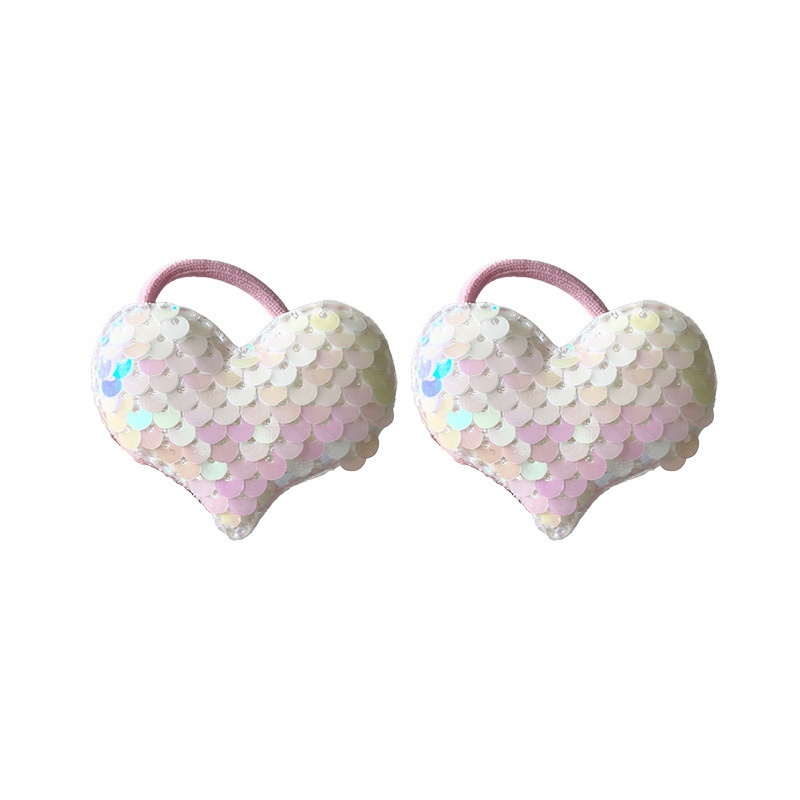 Set 2 Dây Cột Tóc Co Giãn Hình Trái Tim Dễ Thương Cho Bé Gái