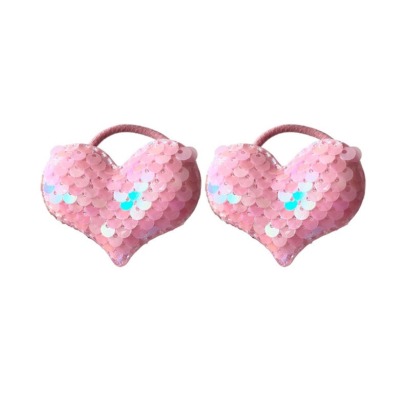 Set 2 Dây Cột Tóc Co Giãn Hình Trái Tim Dễ Thương Cho Bé Gái