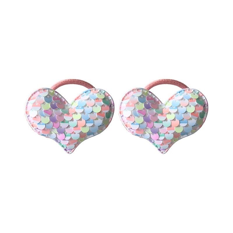 Set 2 Dây Cột Tóc Co Giãn Hình Trái Tim Dễ Thương Cho Bé Gái